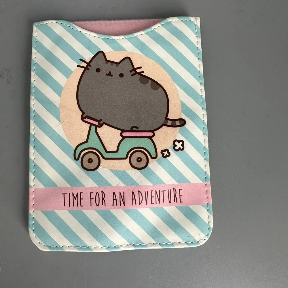 Pusheen the Cat Passport Holder Travel Sleeve Blue Stripe Scooter Airplane 2016